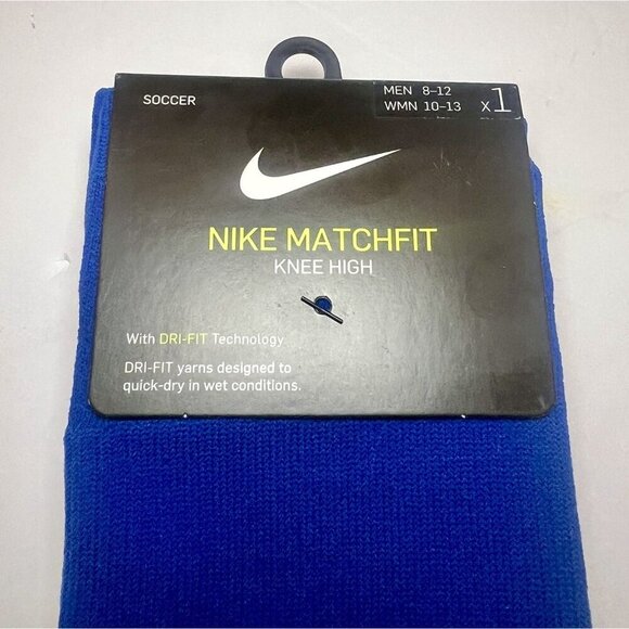Nike Dri FIT Matchfit Soccer Socks Mens Large Knee High Blue White CV1956 477 - Picture 2 of 3